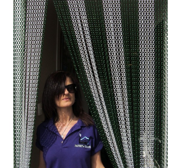 Premium Silver and Green Coloured Aluminium Chain Blind - 80cm