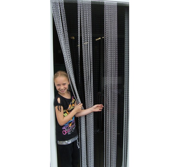 Premium Black and Silver Coloured Aluminium Chain Blind - 80cm
