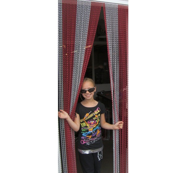 Premium Red and Silver Coloured Aluminium Chain Blind - 90cm