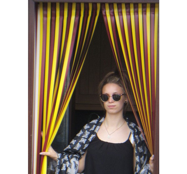 Heavy Duty Caravan / RV Blind in Burgundy and Yellow
