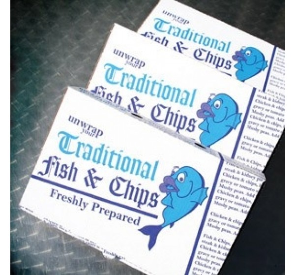 100 x Fish and Chip Cardboard Box/Carton in LARGE Size (31 cm x 15cm x 5cm)
