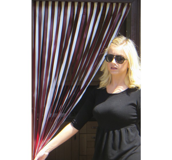 Heavy Duty Caravan / RV Blind in Red Wine and White