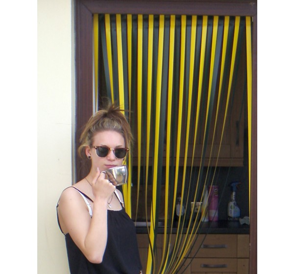 Heavy Duty Caravan / RV Blind in Yellow and Dark Green